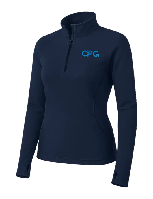 Navy Womens Sport Wick Stretch 1/4 Zip Pullover w/CPG Logo