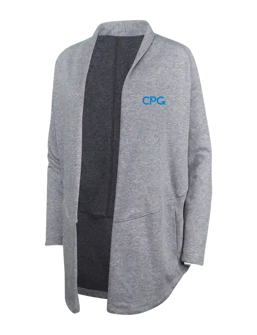 Medium Heather Grey/Char Heather Womens Interlock Cardigan w/CPG Logo