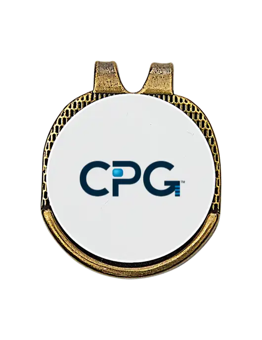 Antique Gold Hat Clip w/Golf Ball Marker w/CPG Logo