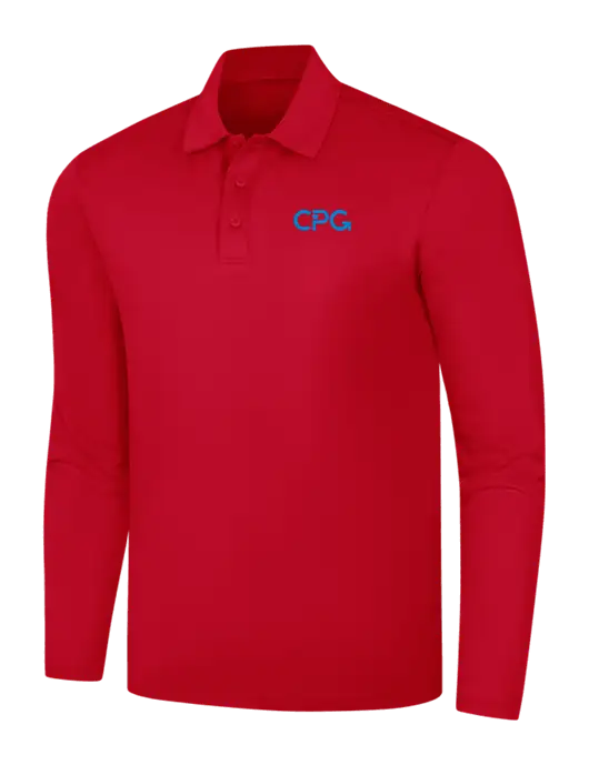Red Silk Touch Performance Long Sleeve Polo w/CPG Logo