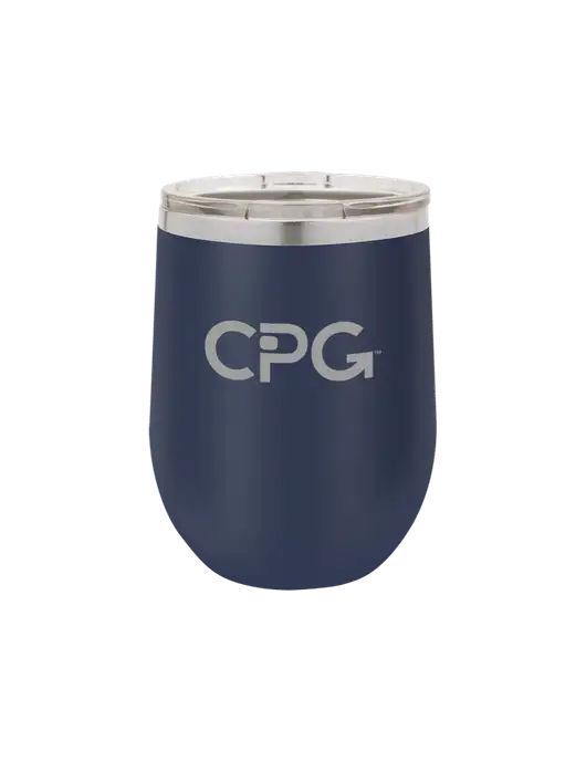 Polar Camel 12 oz Powder Coated Navy Vacuum Insulated Stemless Wine Tumbler w/CPG Logo