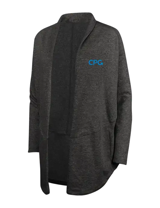 Charcoal Heather/ Medium Heather Grey Womens Interlock Cardigan w/CPG Logo