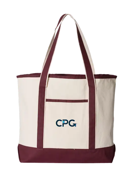 Natural/Maroon Large Canvas Deluxe Tote w/CPG Logo