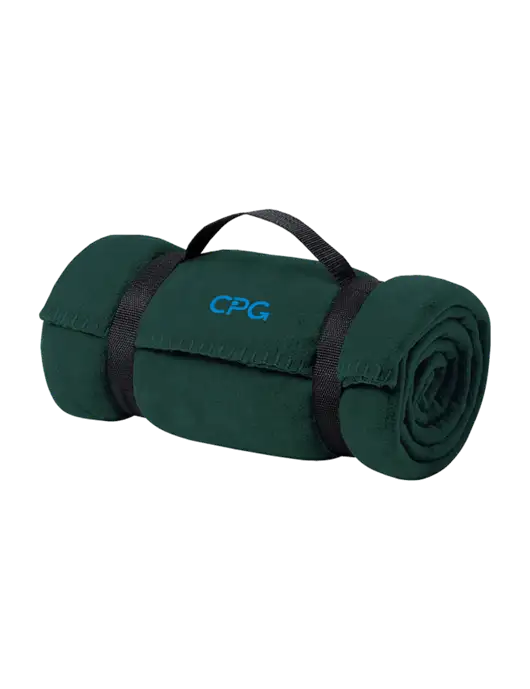 Casual Dark Green Fleece Blanket With Strap w/CPG Logo