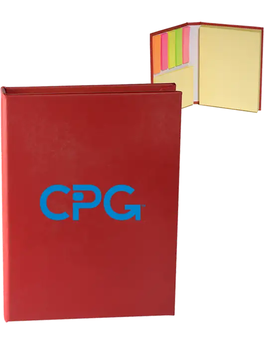 Red Sticky Book Folio, 3.125 x 4.125 w/CPG Logo