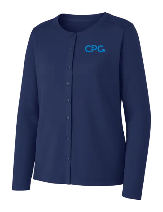 Dress Blue Navy Womens Concept Stretch Button-Front Cardigan Sweater w/CPG Logo