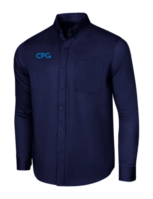 Long Sleeve Navy Superpro React Twill Shirt w/CPG Logo