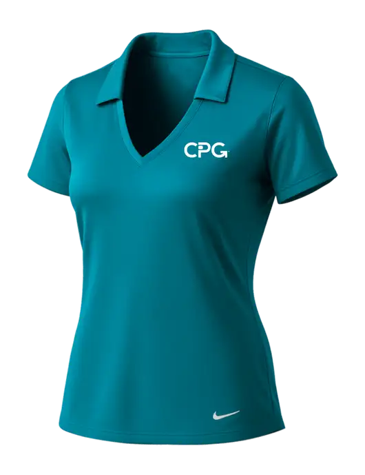 NIKE Dark Teal Womens Dri-Fit Vertical Mesh Polo w/CPG Logo