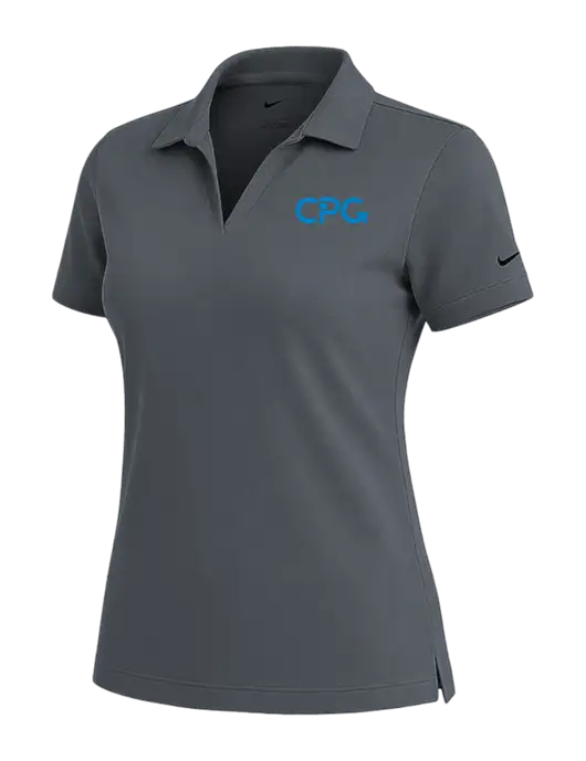 NIKE Dark Grey Womens Dri-Fit Micro Pique Polo w/CPG Logo