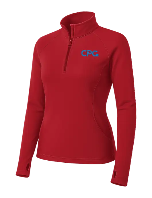 Red Womens Sport Wick Stretch 1/4 Zip Pullover w/CPG Logo