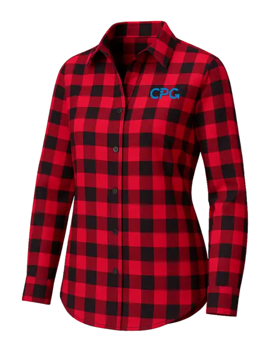 Womens Red/Black Buffalo Check Plaid Flannel Tunic w/CPG Logo