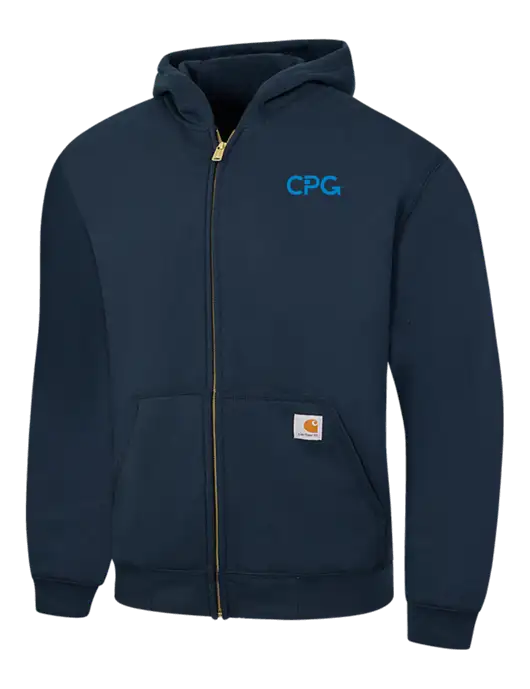 Carhartt Navy Midweight Hooded Zip-Front Sweatshirt w/CPG Logo