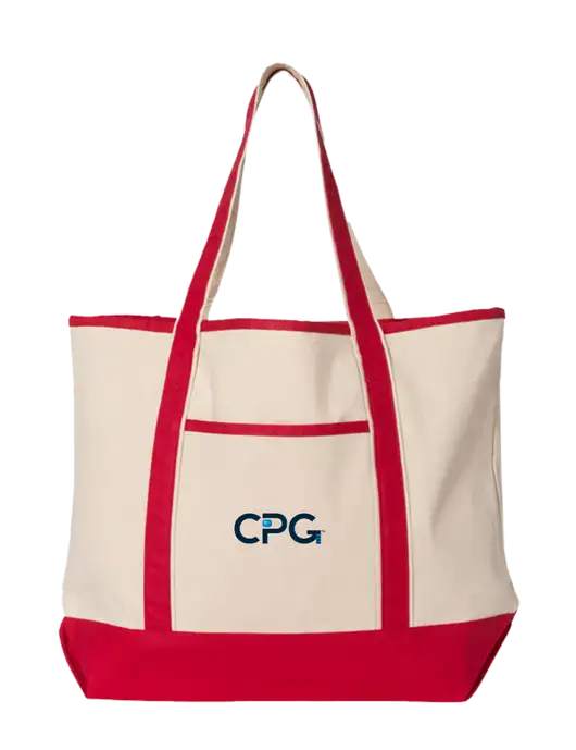 Natural/Red Large Canvas Deluxe Tote w/CPG Logo
