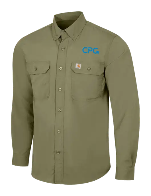 Carhartt Force Olive Green Solid Long Sleeve Shirt w/CPG Logo