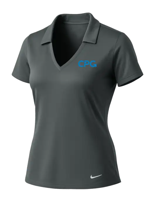 NIKE Dark Grey Womens Dri-Fit Vertical Mesh Polo w/CPG Logo