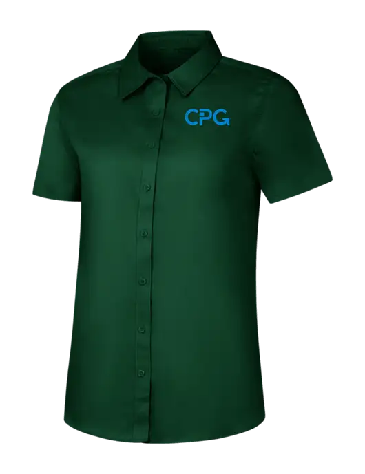 Womens Dark Green Short Sleeve Superpro React Twill Shirt w/CPG Logo