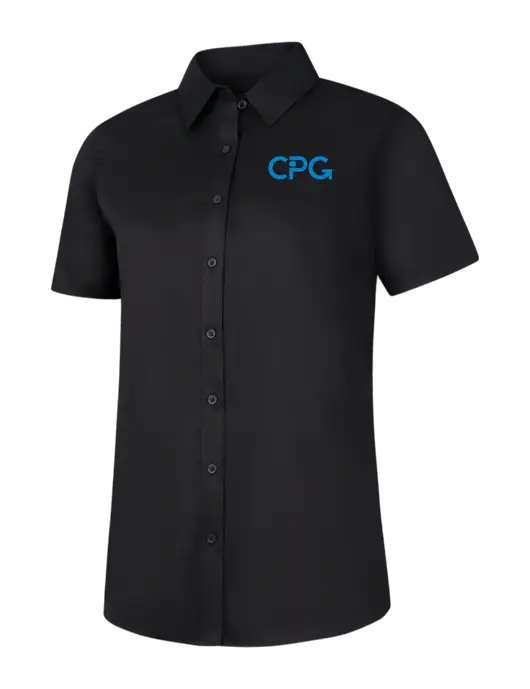 Womens Black Short Sleeve Superpro React Twill Shirt w/CPG Logo