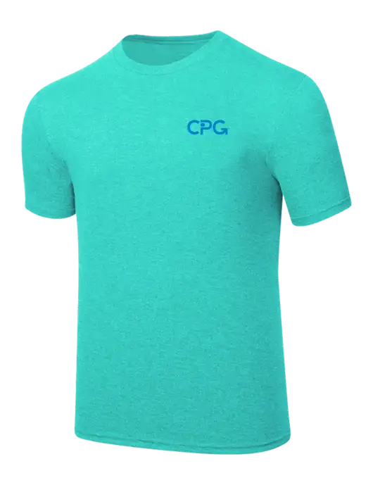 Simply Soft Light Teal Heathered 4.5oz  Poly/Combed Ring Spun Cotton T-Shirt w/CPG Logo