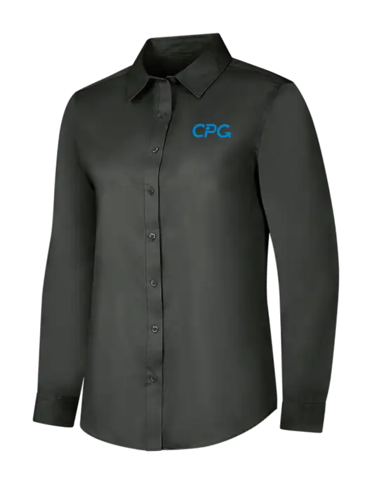 Dark Grey Womens Long Sleeve Superpro React Twill Shirt w/CPG Logo
