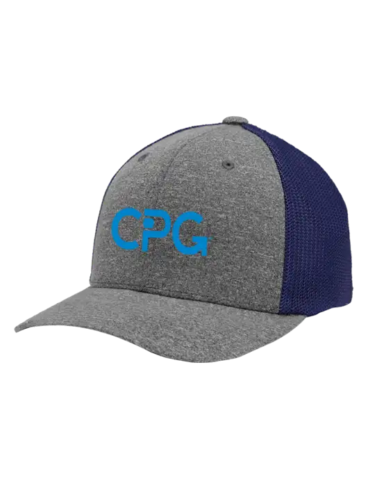 Flexfit Navy/Medium Grey Heather Melange Mesh Back Trucker Cap w/CPG Logo