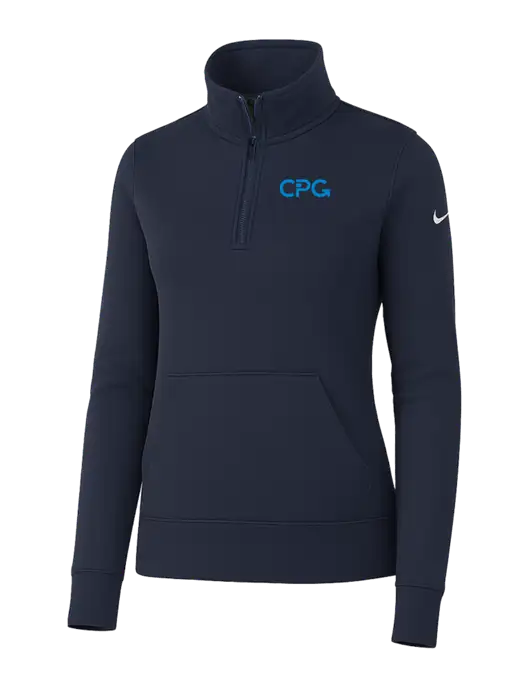 Nike Womens Dark Navy Club Fleece Sleeve Swoosh 1/2-Zip w/CPG Logo