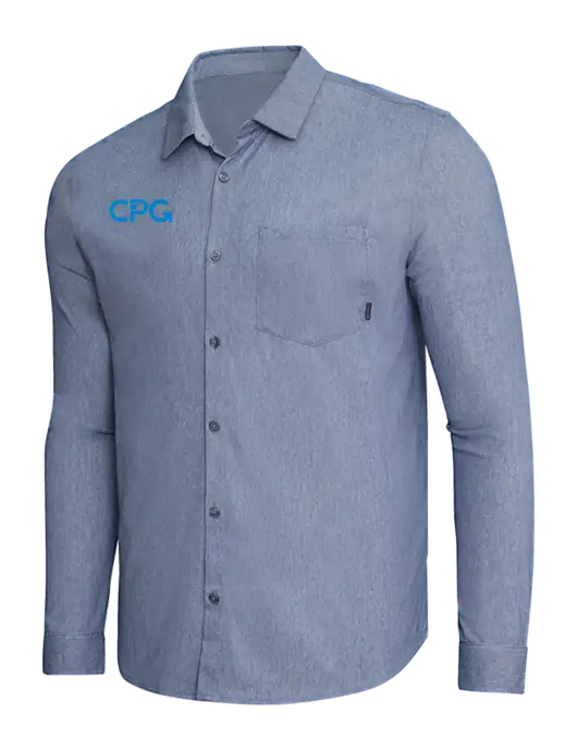 OGIO Slate Blue Heather Extend Long Sleeve Button Up Shirt w/CPG Logo