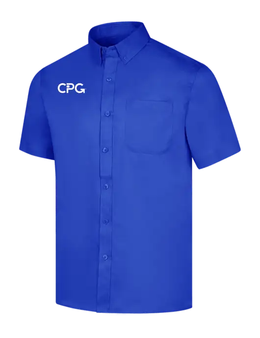 Short Sleeve Dark Royal Superpro React Twill Shirt w/CPG Logo