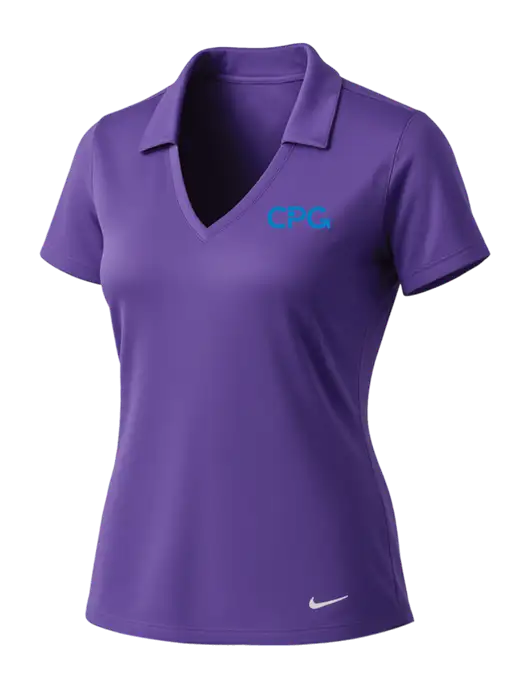 NIKE Purple Womens Dri-Fit Vertical Mesh Polo w/CPG Logo