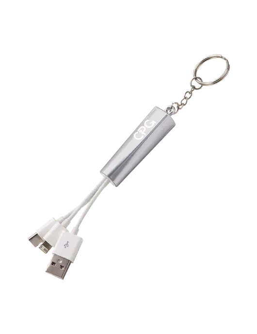 Silver Light-Up Charging Cable with Key Ring w/CPG Logo