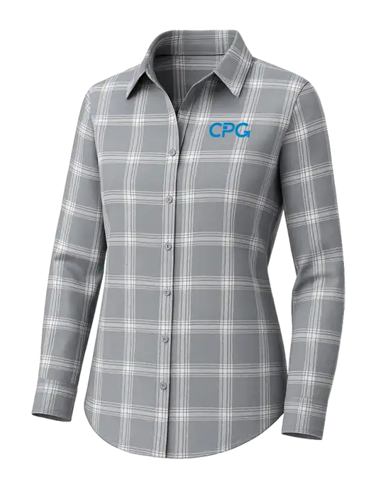 Womens Medium Grey/Cream Open Plaid Flannel Tunic w/CPG Logo