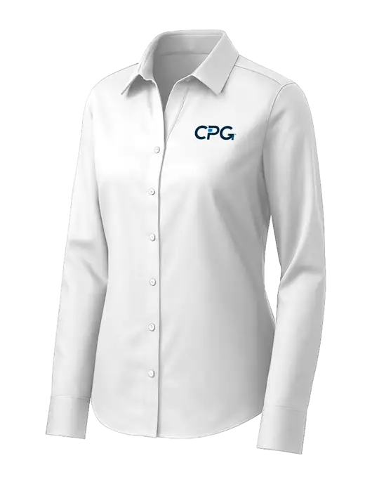 Brooks Brothers Womens White Wrinkle-Free Stretch Pinpoint Shirt w/CPG Logo