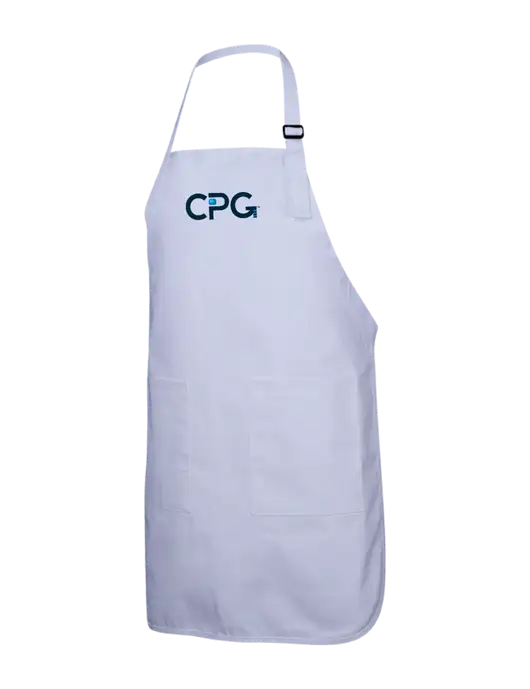 Full-Length White Apron With Pockets w/CPG Logo