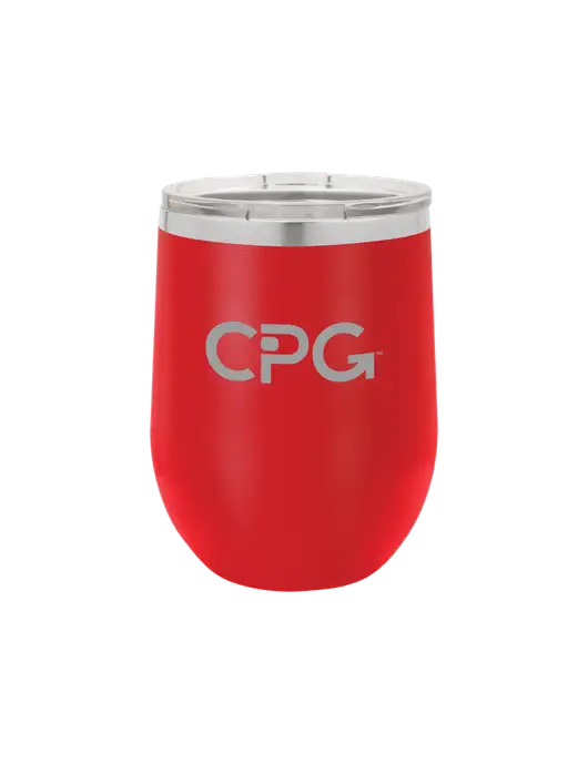 Polar Camel 12 oz Powder Coated Red Vacuum Insulated Stemless Wine Tumbler w/CPG Logo