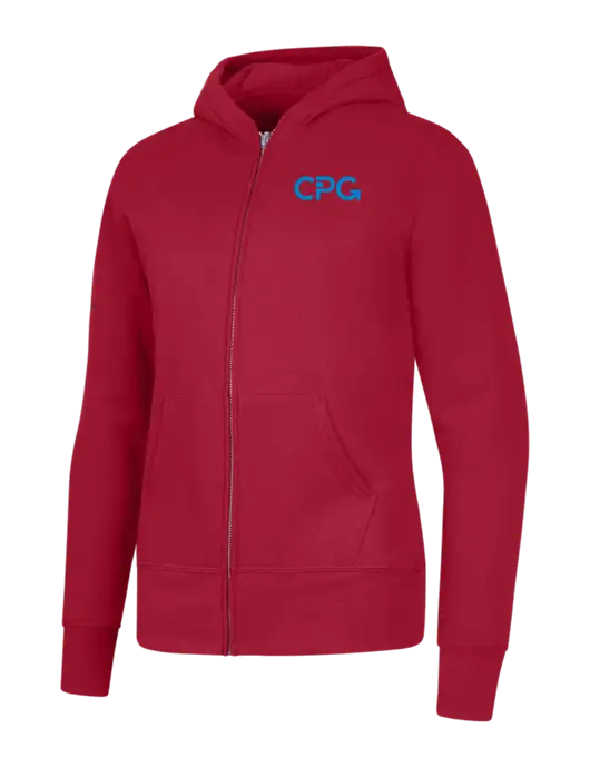 Red Womens Core Fleece Full-Zip Hooded Sweatshirt w/CPG Logo