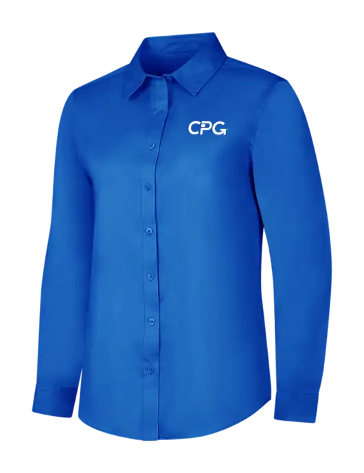 Womens Long Sleeve Royal Blue Superpro React Twill Shirt w/CPG Logo