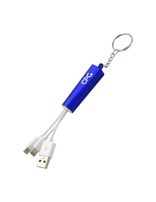 Blue Light-Up Charging Cable with Key Ring w/CPG Logo