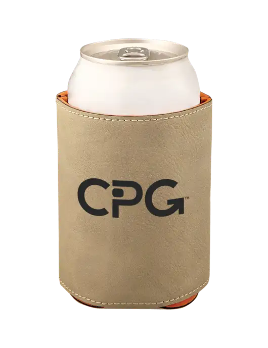 Tan Leatherette Beverage Holder w/CPG Logo