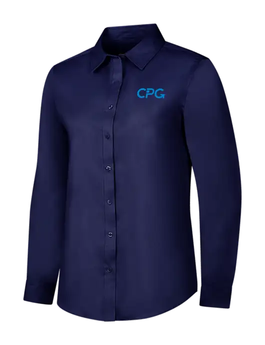 Navy Womens Long Sleeve Superpro React Twill Shirt w/CPG Logo