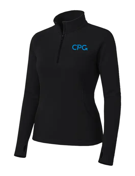 Womens Black Sport Wick Stretch 1/4 Zip Pullover w/CPG Logo