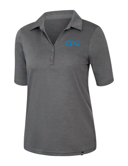 TravisMathew Womens Black Heather Sunsetters Polo w/CPG Logo