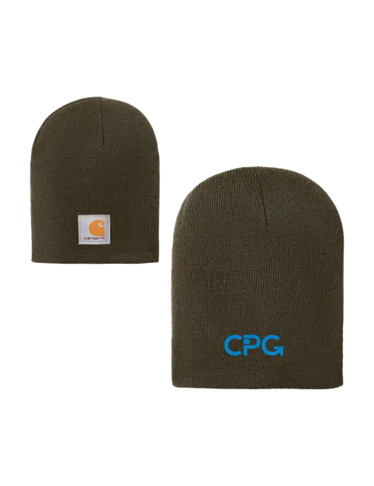 Carhartt Dark Olive Green Acrylic Knit Hat w/CPG Logo