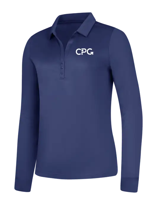 Womens Dark Royal Silk Touch Performance Long Sleeve Polo w/CPG Logo