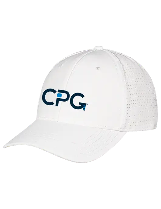 White Performance Stretchable Cap Hook & Loop w/CPG Logo