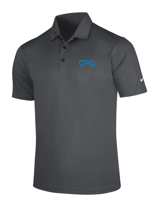 NIKE Dark Grey Dri-Fit Vertical Mesh Polo w/CPG Logo