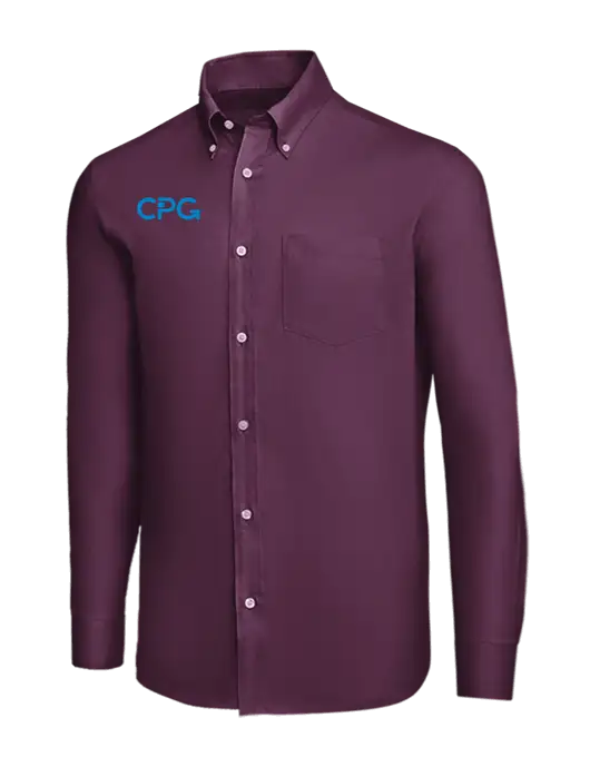 Brooks Brothers Eggplant Wrinkle-Free Stretch Nailhead Shirt w/CPG Logo