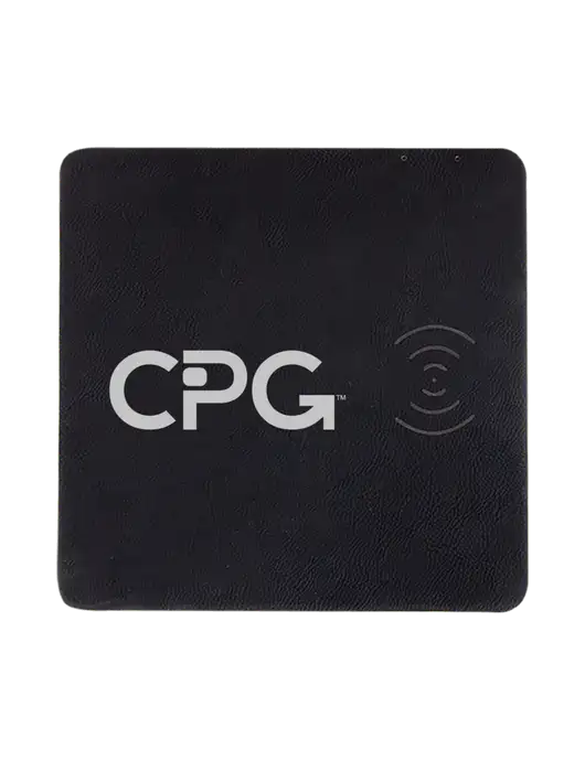 Black Laserable Leatherette Phone Charging Mat w/CPG Logo