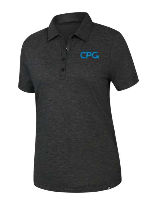 TravisMathew Womens Black Heather Sunnyvale Polo w/CPG Logo