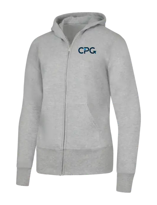 Grey Heather Womens Core Fleece Full-Zip Hooded Sweatshirt w/CPG Logo