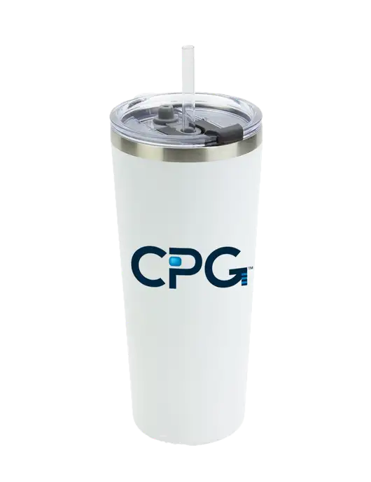 Brighton White 20 oz Insulated Tumbler & Straw w/CPG Logo