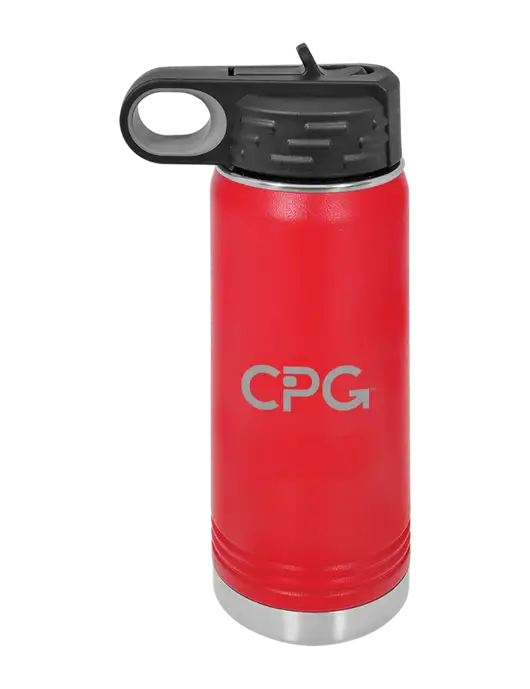 Polar Camel 20 oz Powder Coated Red Vacuum Insulated Water Bottle w/CPG Logo